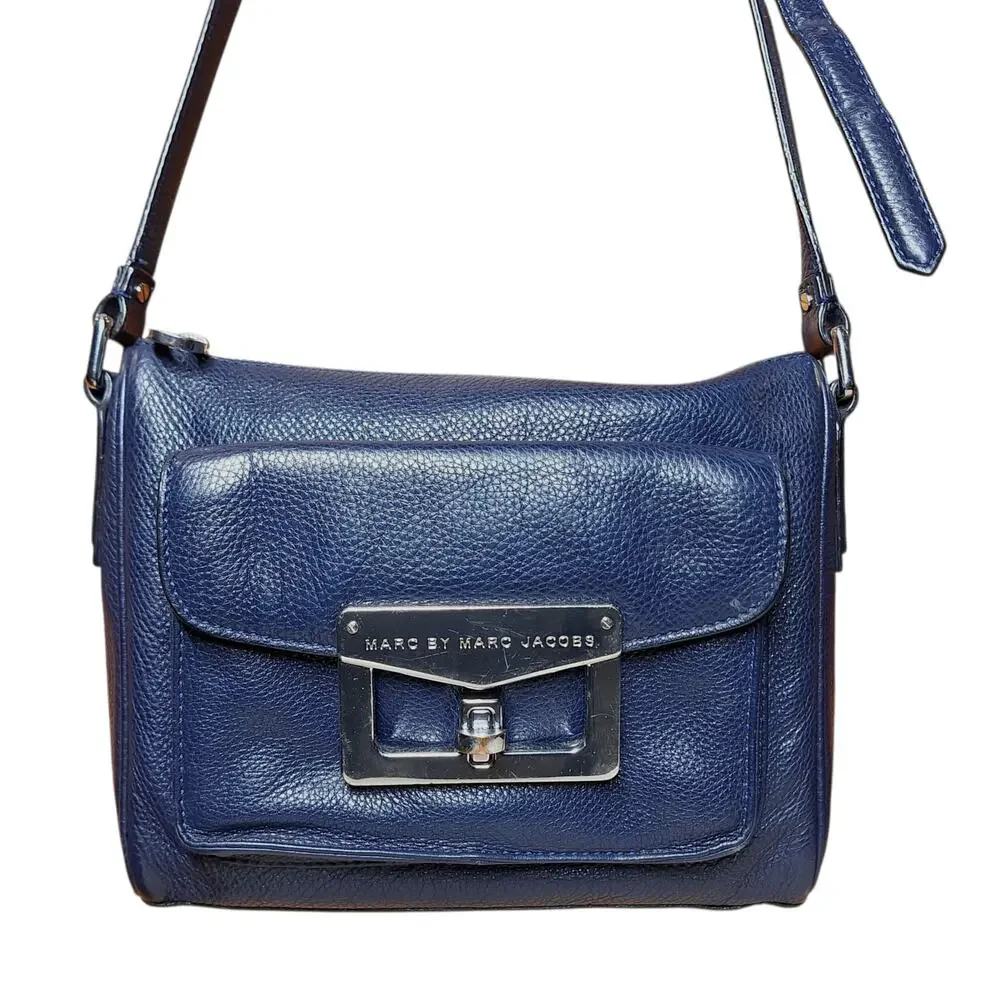 Marc by marc Jacob's navy blue Bianca crossbody kisslock bag genuine leather